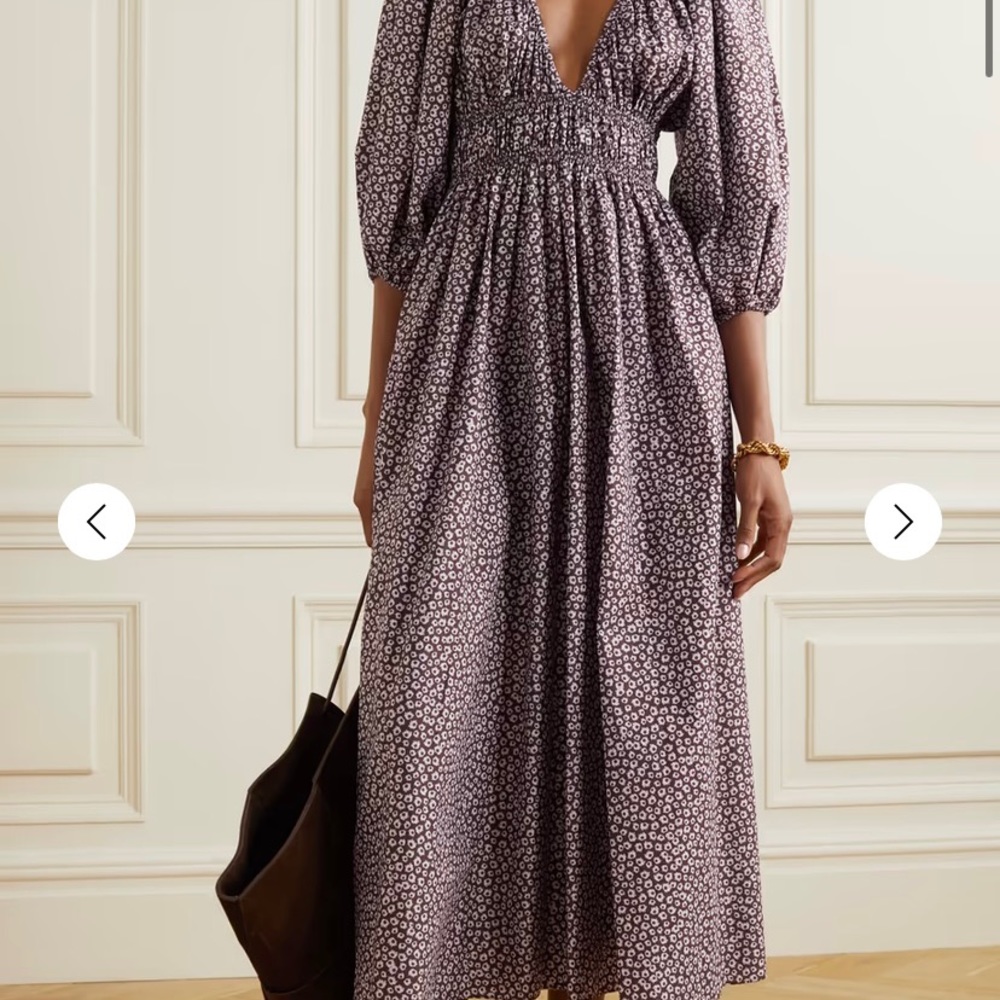 Matteau shirred plunge dress